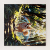 Cute dog walking in the forest ジグソーパズル (横)