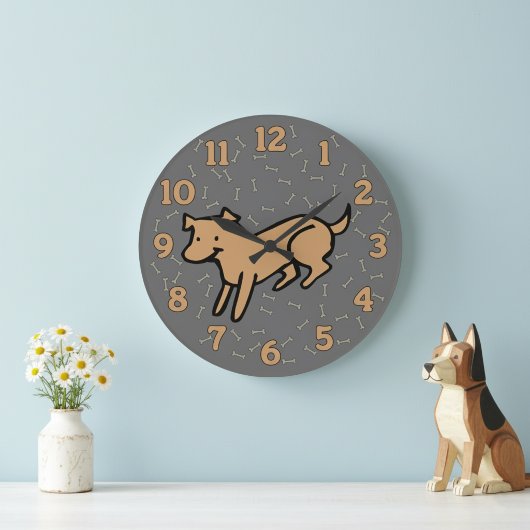 Cute Dog Wall Clock with Large 12 Hour Numbers ラージ壁時計