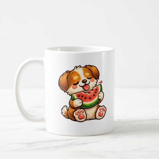 Cute Dog Watermelon コーヒーマグカップ (左)