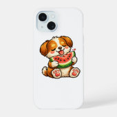 Cute Dog Watermelon iPhone 15ケース (裏面)