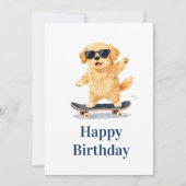 Cute Dog Wearing Sunglasses Riding Skateboard カード (正面)
