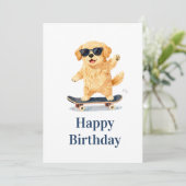 Cute Dog Wearing Sunglasses Riding Skateboard カード (スタンド正面)