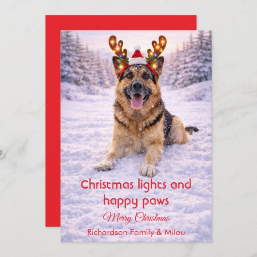 Cute Dog with Christmas Tender Quote Holiday Card シーズンカード (正面/裏面)