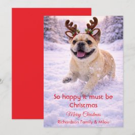 Cute Dog with Christmas Tender Quote Holiday Card シーズンカード