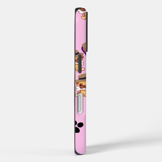 Cute Dog with Hat & Paw Pattern Case-Mate iPhoneケース (裏面 / 右)