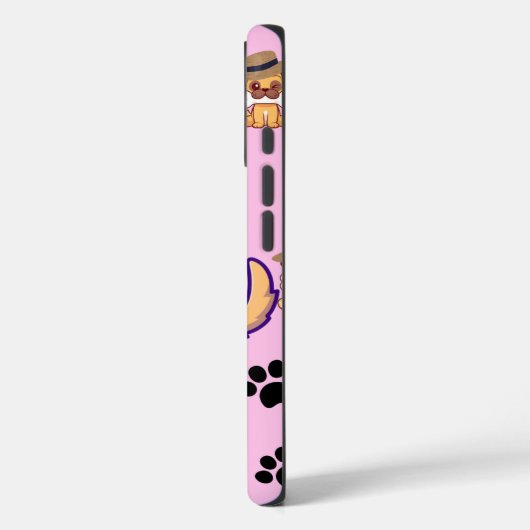 Cute Dog with Hat & Paw Pattern Case-Mate iPhoneケース (裏面 / 左)