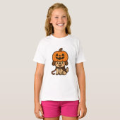 Cute dog with jack-o-lantern tシャツ (正面フル)