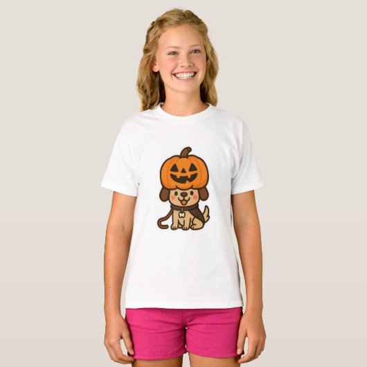 Cute dog with jack-o-lantern tシャツ (正面フル)