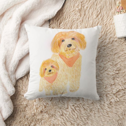 Cute dog with puppy クッション (ブランケット)