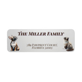 Cute dogs and cats look up Personalized ラベル