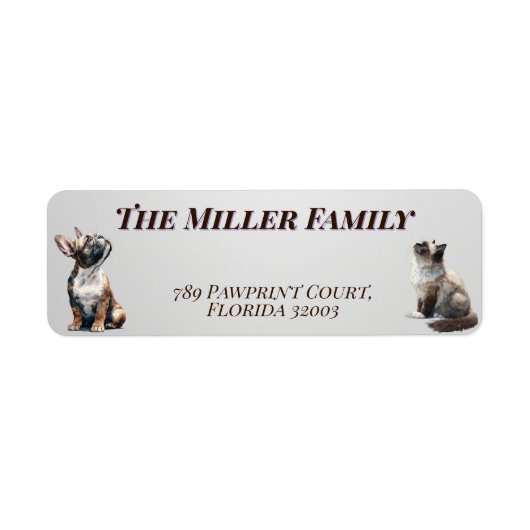 Cute dogs and cats look up Personalized ラベル (正面)