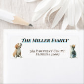 Cute dogs and cats look up Personalized ラベル (インサイチュ)