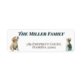 Cute dogs and cats look up Personalized ラベル