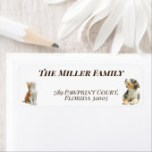 Cute dogs and cats look up Personalized ラベル (インサイチュ)