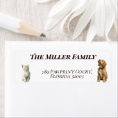 Cute dogs and cats look up Personalized ラベル (インサイチュ)