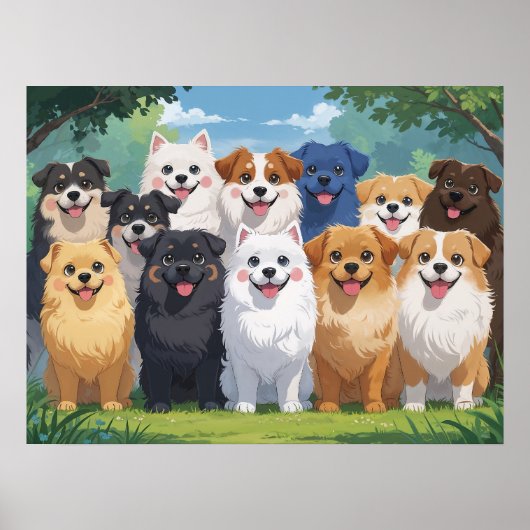 Cute dogs background ポスター (正面)
