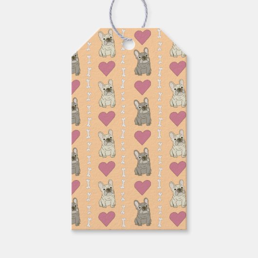 Cute dogs, bones, and hearts ギフトタグ (正面)