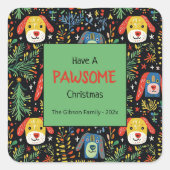 Cute Dogs Christmas スクエアシール (正面)