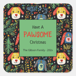 Cute Dogs Christmas スクエアシール
