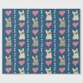 Cute dogs, Frenchie, hearts, and bones ラッピングペーパー (フラット)