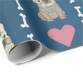 Cute dogs, Frenchie, hearts, and bones ラッピングペーパー (ロールコーナー)