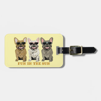 Cute Dogs, Fun in the sun, French Bulldogs ラゲッジタグ