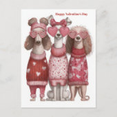 Cute Dogs Hearts Pullover Valentine`s Day Card  ポストカード (正面)