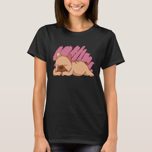 Cute Dogs Sleeping French Bulldog Tシャツ (正面)