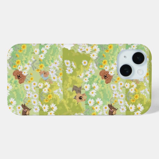 Cute Dogs With Daisy Flowers Seamless Pattern Case-Mate iPhoneケース (裏面 (横))