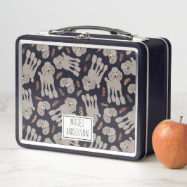 Cute Dogs with Plants Personalized Name メタルランチボックス