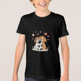 Cute Dogs with Soccer Ball on Valentines Day トライブレンドＴシャツ