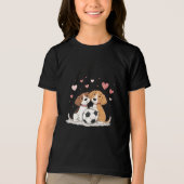 Cute Dogs with Soccer Ball on Valentines Day トライブレンドＴシャツ (正面)