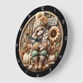 Cute Doll Love Fall Autumn Decor ラージ壁時計 (傾斜)