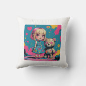 Cute Doll with Teddy Bear クッション (裏面)