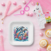 Cute dolphin lovers party ペーパープレート (パーティー)