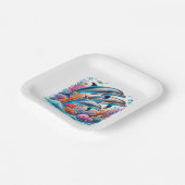 Cute dolphin lovers party ペーパープレート (傾斜あり)