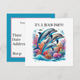 Cute dolphin lovers party  招待状