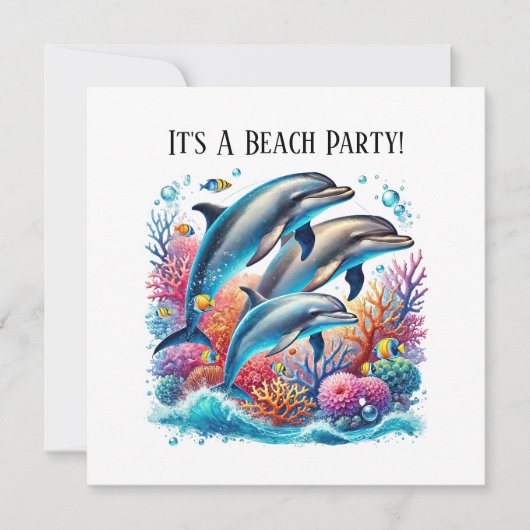 Cute dolphin lovers party 招待状 (正面)