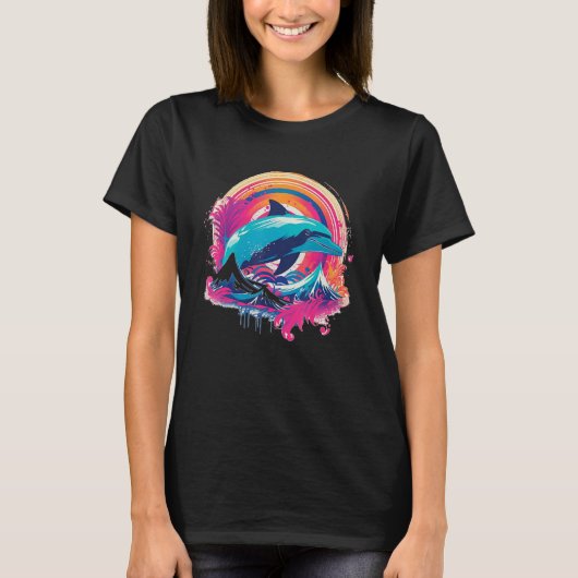 Cute Dolphin Men Women Kids Aquatic Ocean 10 Tシャツ (正面)