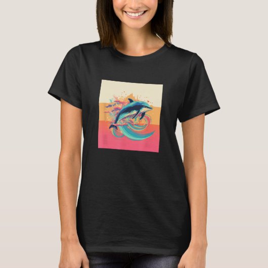 Cute Dolphin Men Women Kids Aquatic Ocean 20 Tシャツ (正面)