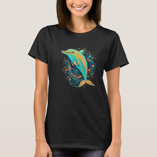 Cute Dolphin Men Women Kids Aquatic Ocean 35 Tシャツ (正面)