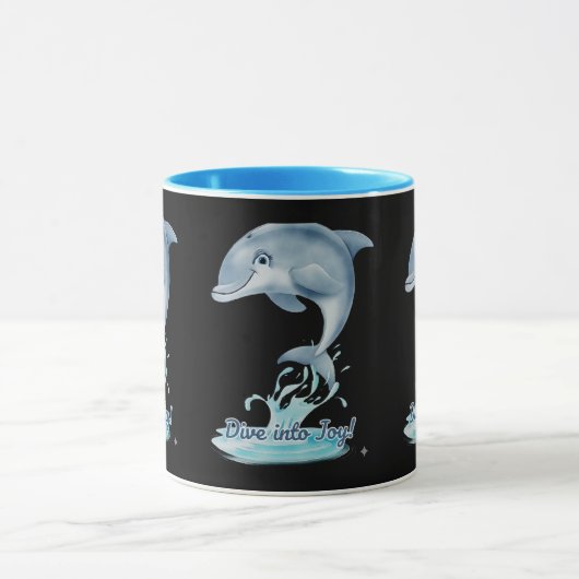 Cute Dolphin Mug – Dive into Joy | Retro Ocean Aes マグカップ (中央)