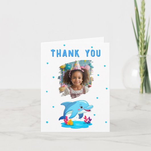 Cute Dolphin Sea Animals Birthday Kid 2 Photo  カード (正面)