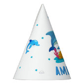 Cute Dolphin Sea Animals Name Birthday パーティーハット (左)
