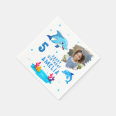 Cute Dolphin Sea Animals Photo Birthday Party スタンダードカクテルナプキン (角)