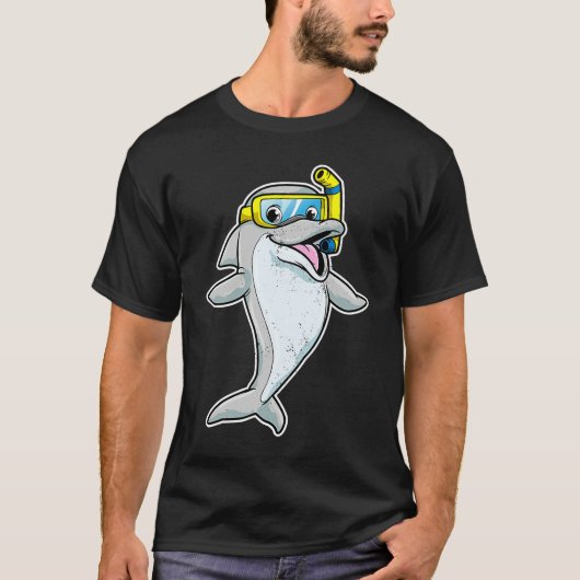 Cute Dolphin Snorkel Funny Sea Animal Whale Men Wo Tシャツ (正面)
