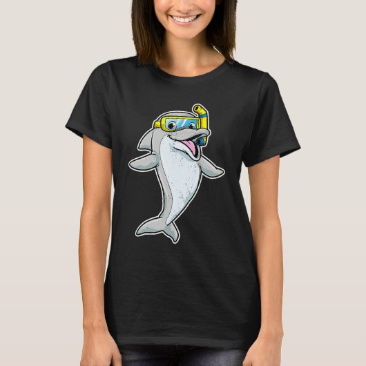 Cute Dolphin Snorkel Funny Sea Animal Whale Men Wo Tシャツ (正面)