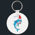 Cute dolphin with Santa hat cartoon キーホルダー<br><div class="desc">This cute happy dolphin is wearing a funny Santa hat. Drawn in fun cartoon style.</div>