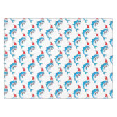 Cute dolphin with Santa hat cartoon テーブルクロス (正面(横))