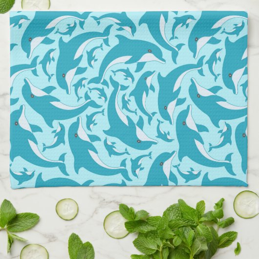 Cute Dolphins キッチンタオル (折り畳み)